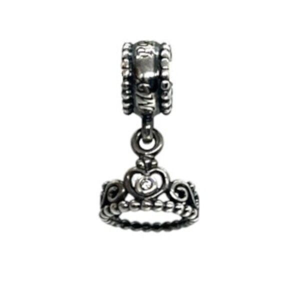 PANDORA 925 ALE CROWN MY PRINCESS CHARM STERLING SILVER TIARA HEART BEAD - Picture 1 of 13
